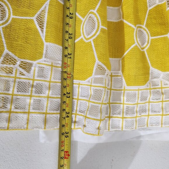 Dressbarn Dress Womens Size 6 Sleeveless Floral Lace Fit Flare Yellow White - Picture 8 of 12